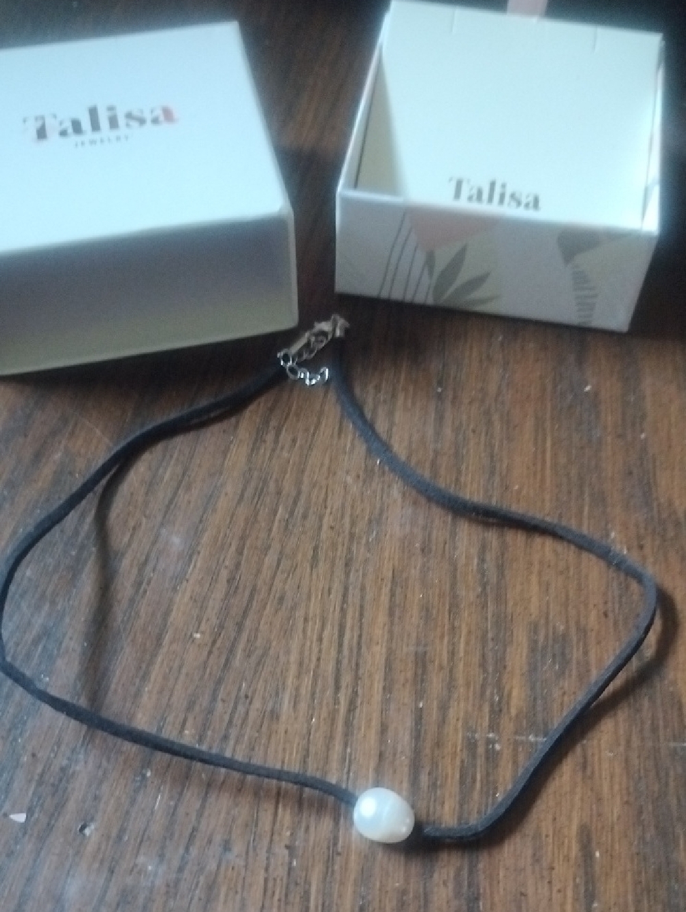 Talisa Pearl Necklace on Black Velvet Cord New